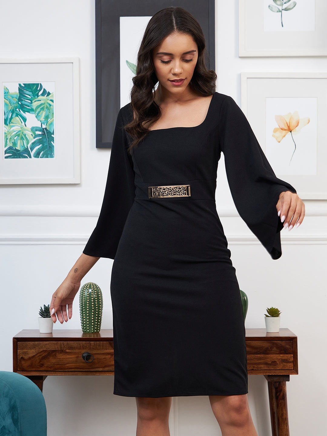 Athena Black Scuba Formal Sheath Dress – athenalifestyle.com Athena Black Scuba Formal Sheath Dress – athenalifestyle.com