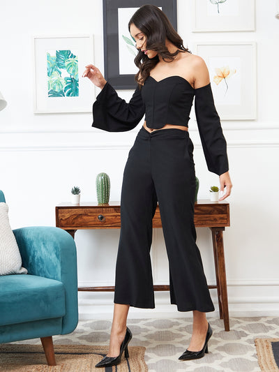 Athena Women Black Solid Top With Trouser - Athena Lifestyle