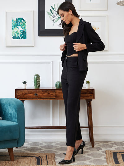 Athena Women Black Solid Top & Jacket With Trouser Co-Ords - Athena Lifestyle