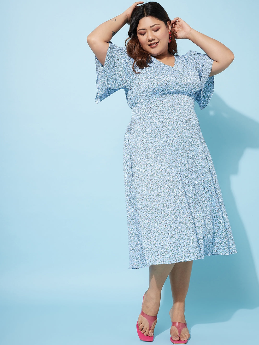 Athena Ample Plus Size Floral Print Fit & Flare Midi Dress - Athena Lifestyle