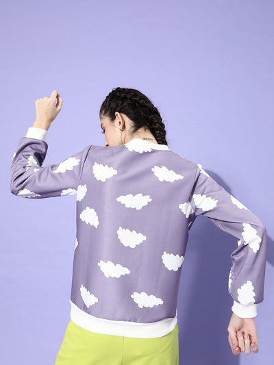 Athena Women Lavender Printed Sweatshirt - Athena Lifestyle