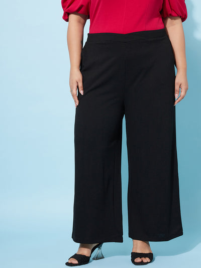 Athena Ample Plus Size Women Mid-Rise Plain Smart Flared Parallel Trousers - Athena Lifestyle