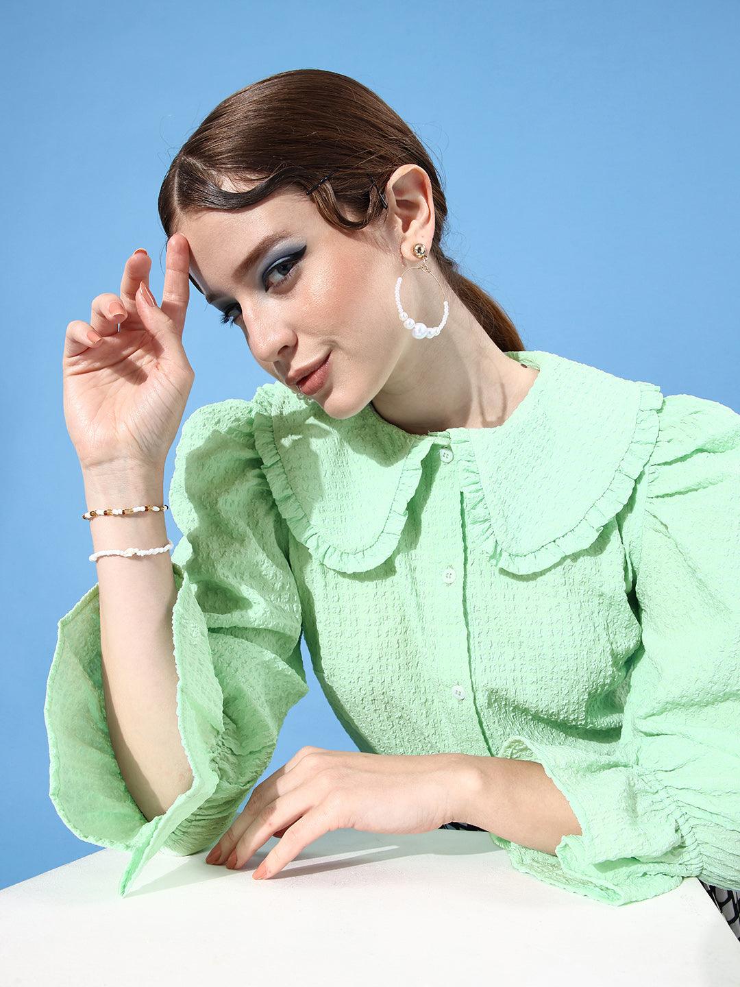 Athena Green crushed top with zoom collars - Athena Lifestyle