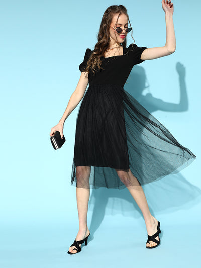 Athena Black corset tulle dress with sweetheart neck - Athena Lifestyle