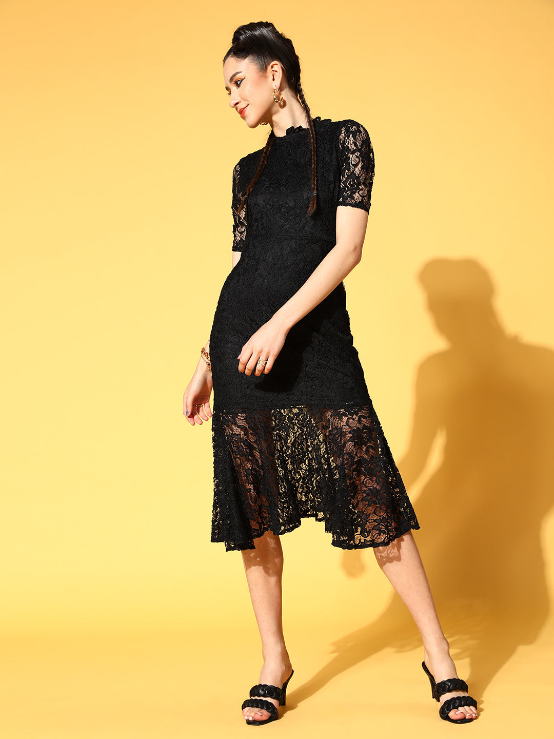 Athena Black Lace Midi Dress - Athena Lifestyle