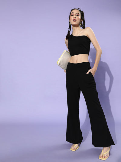 Athena Women Stylish Black Solid Top with Trousers - Athena Lifestyle