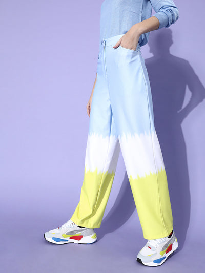Athena Blue and neon twill tie n dye trouser - Athena Lifestyle