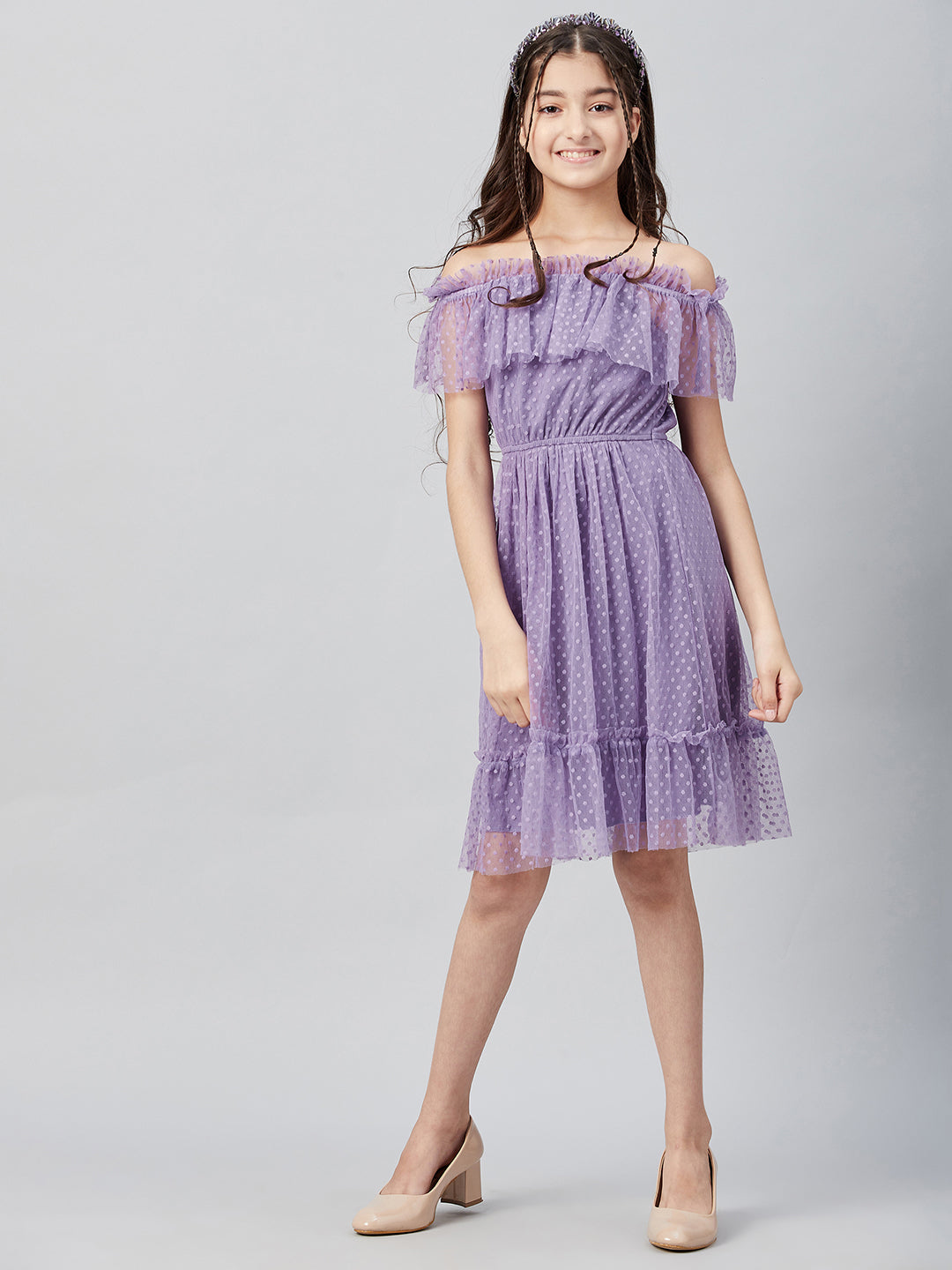 Athena Girl Lavender Off-Shoulder Dress - Athena Lifestyle