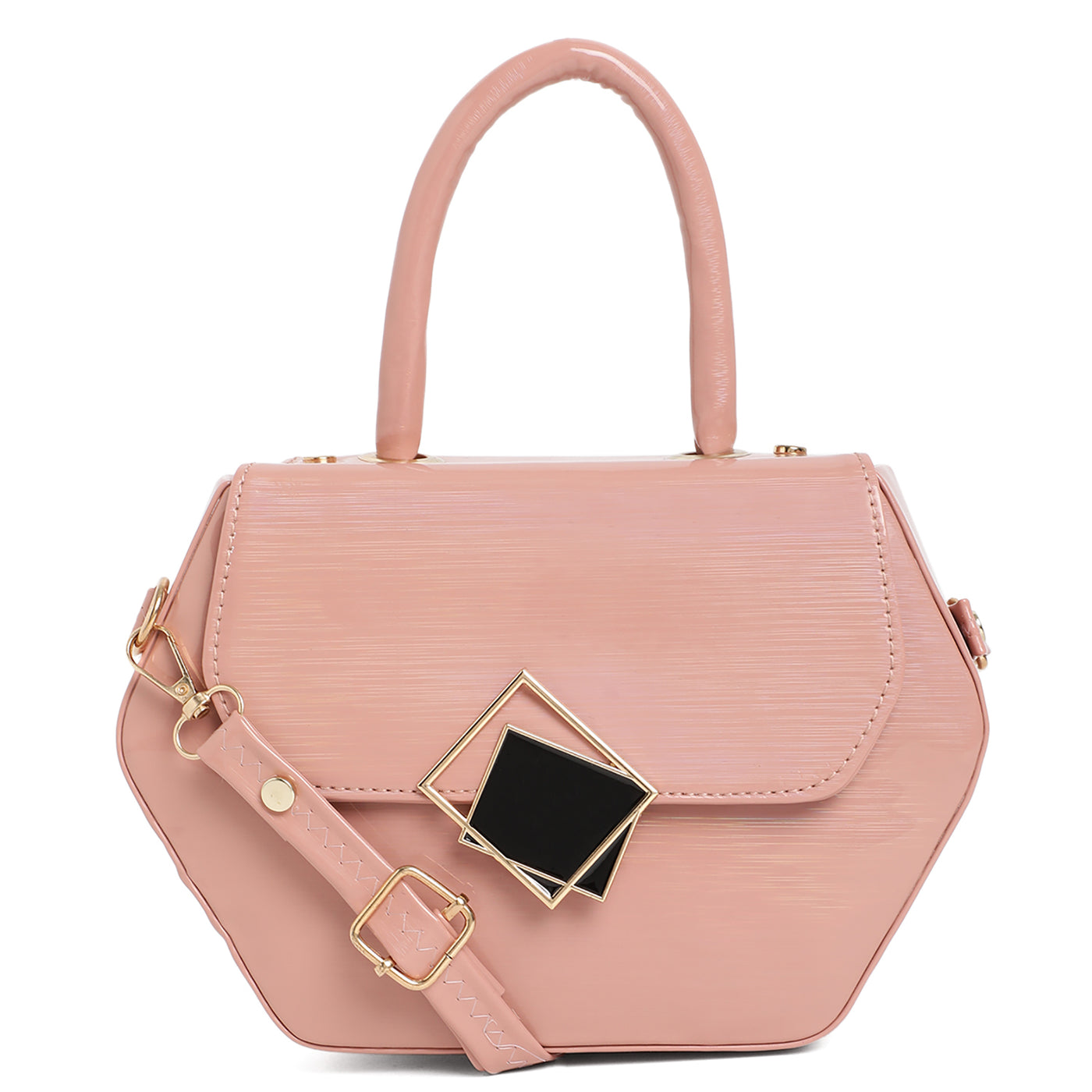 Athena Women Peach-Colored Structured Handheld Bag - Athena Lifestyle