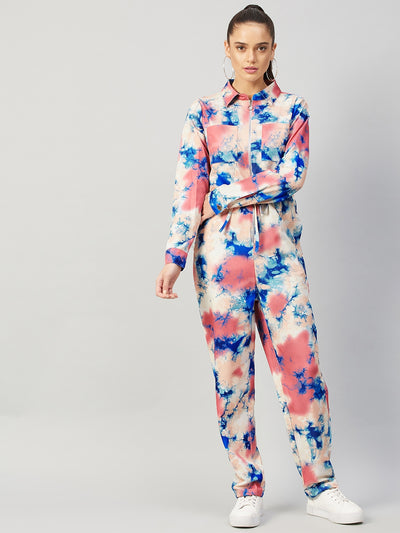 Athena Pink & Blue Printed Basic Jumpsuit - Athena Lifestyle