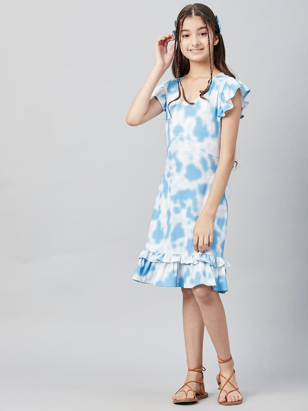 Athena Girl Blue Tie and Dye A-Line Dress - Athena Lifestyle