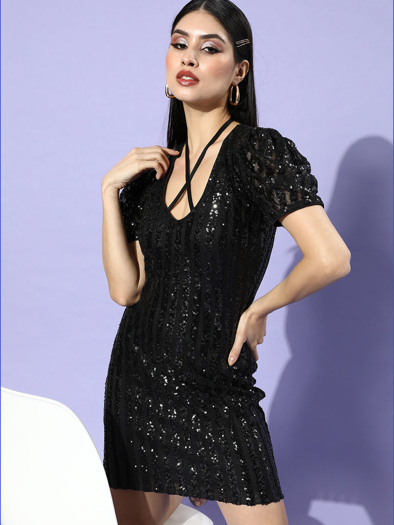 Athena Black Embellished Shoulder Straps Bling & Sparkly Bralette