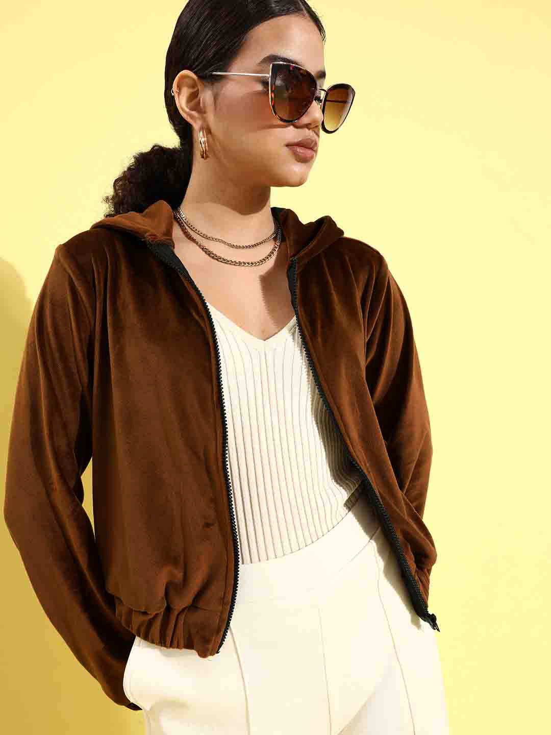 Athena Women Brown Velour Tailored Jacket - Athena Lifestyle