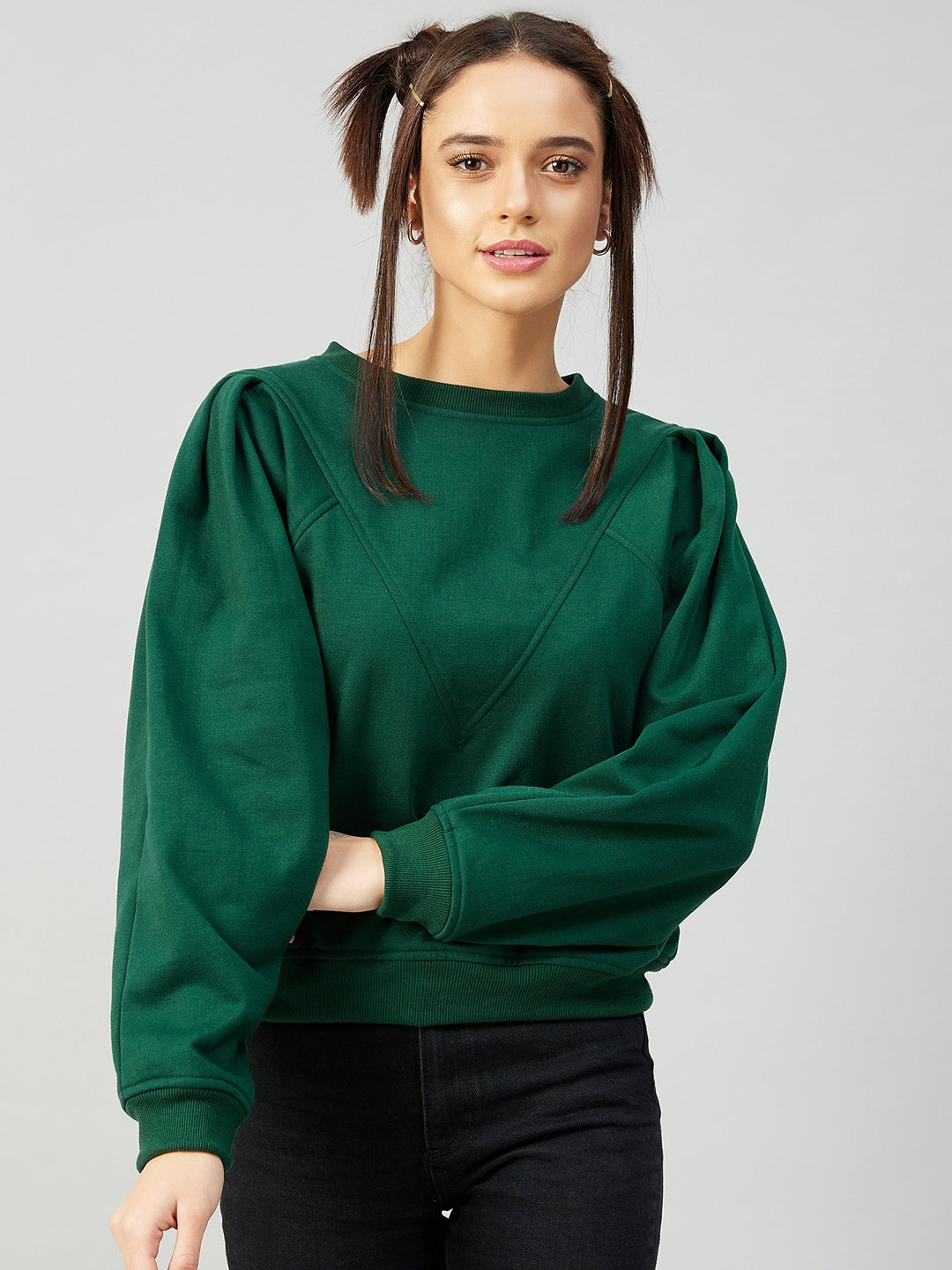 Athena Women Green Fleece Sweatshirt - Athena Lifestyle