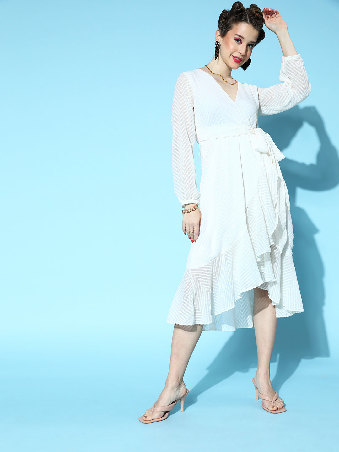 Athena White Zig-Zad Overlap Dress - Athena Lifestyle