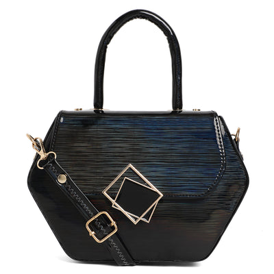 Athena Women Black Embellished Structured Handheld Bag - Athena Lifestyle
