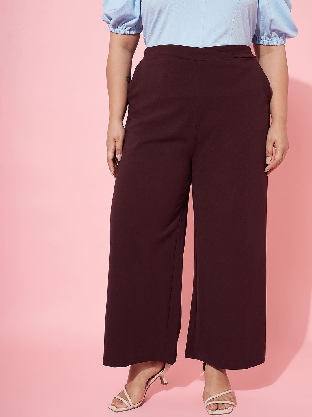Athena Ample Women Plus Size Smart Flared High-Rise Parallel Trousers - Athena Lifestyle