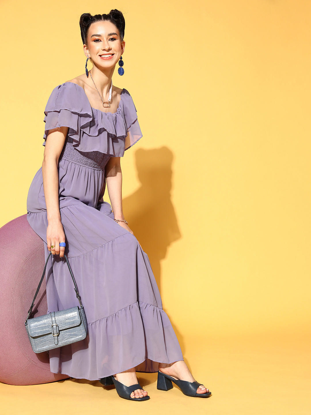 Athena Elegant Lavender Solid Sundress - Athena Lifestyle