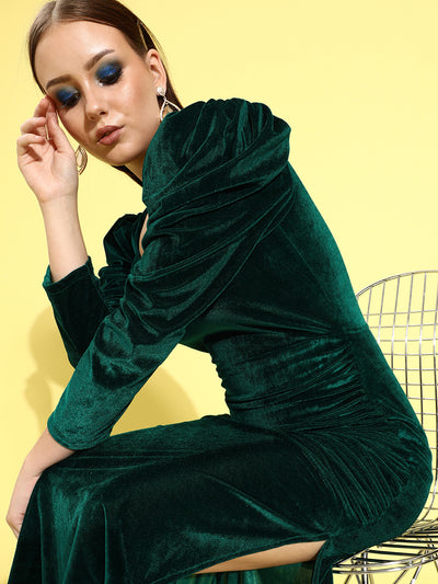 Athena Green Bodycon Ruched Maxi Dress - Athena Lifestyle