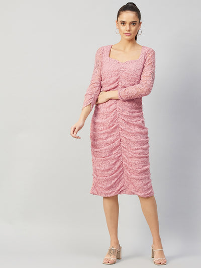 Athena Pink Lace Sheath Midi Dress - Athena Lifestyle