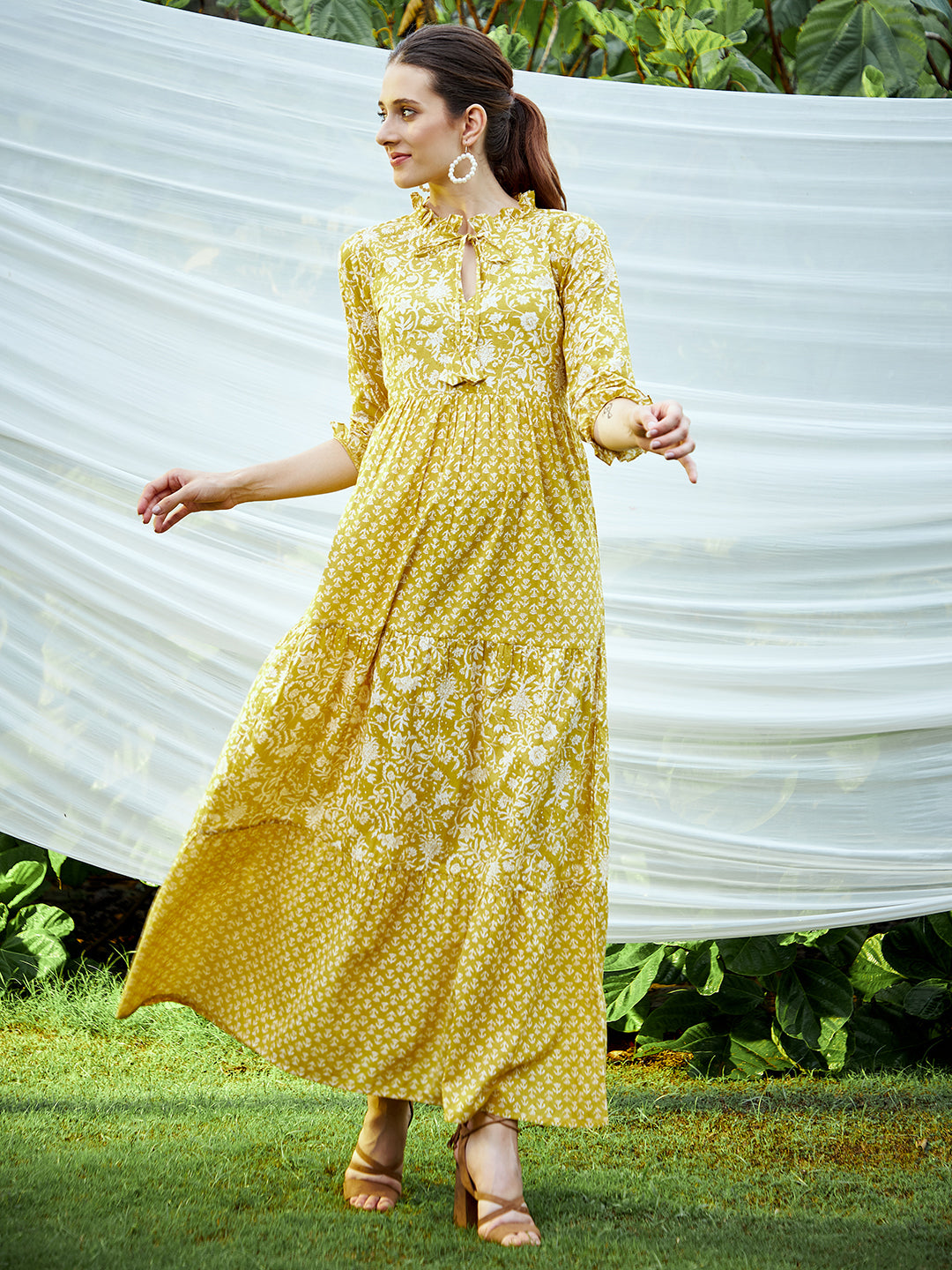 Ethnic Tribal Smocked Waist V-Neckline Sleeveless Long Dress – Ambali  Fashion