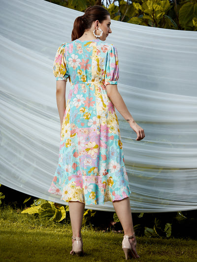 Athena Multicoloured Floral Crepe Dress - Athena Lifestyle