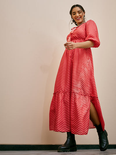 Athena Women Red Chevron Maxi Dress - Athena Lifestyle