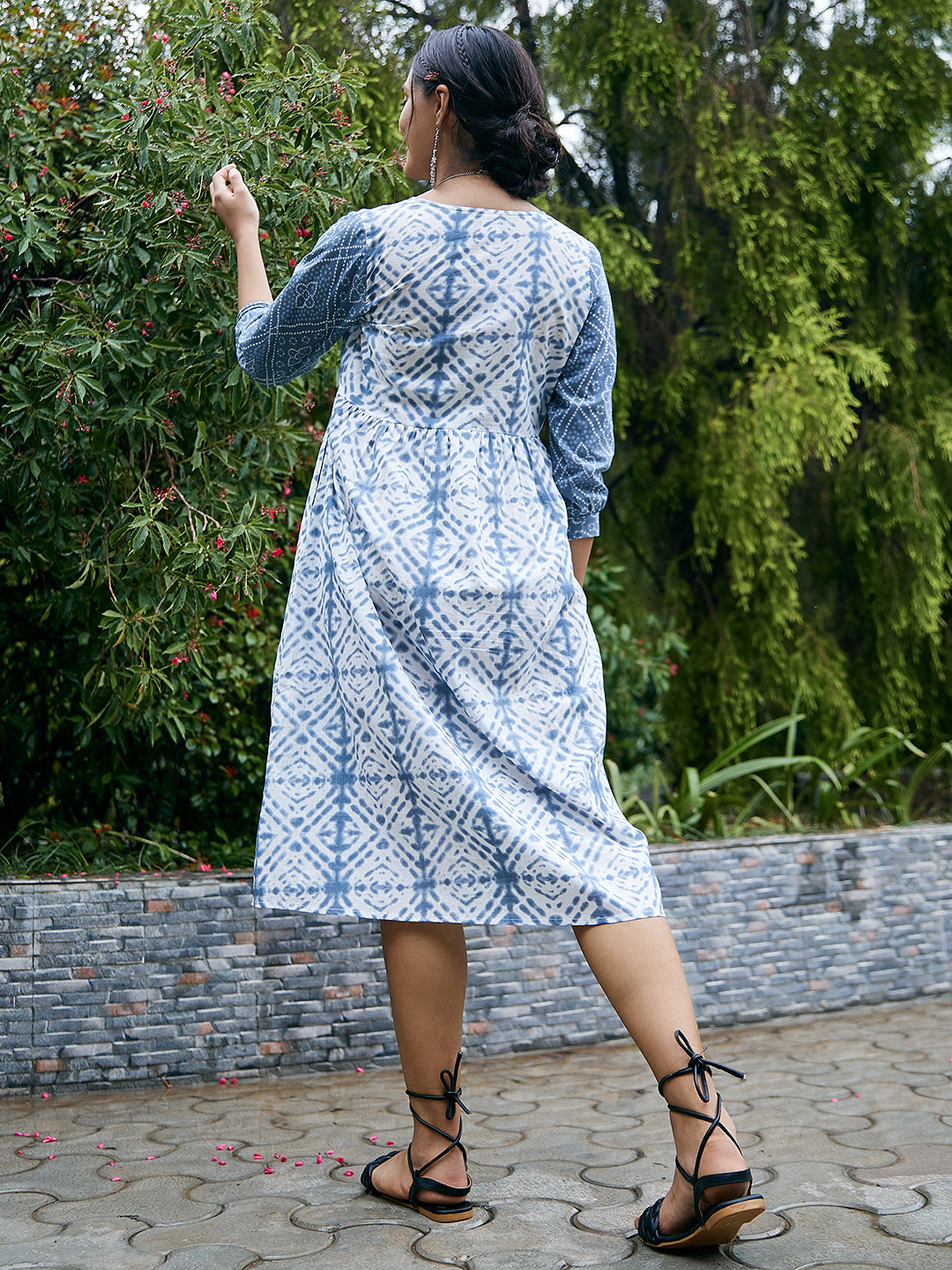 Athena Blue Printed Cotton Midi Dress - Athena Lifestyle