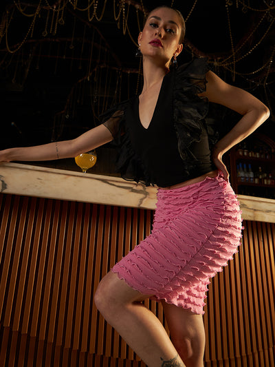 Athena Self-Design Ruffled Fitted Pencil Skirts - Athena Lifestyle