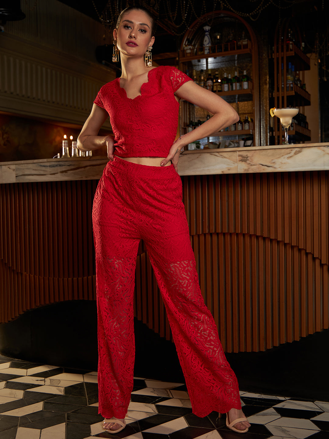 Athena Women Self-Design Top & Trouser Co-Ord Set - Athena Lifestyle