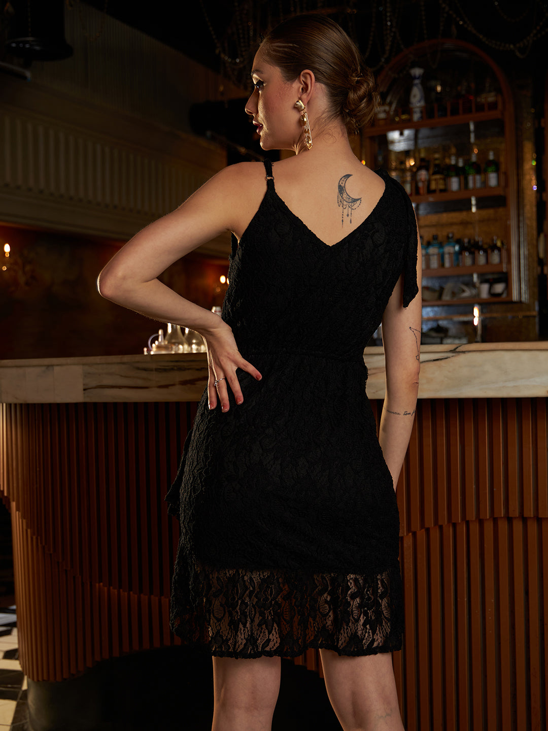 Athena Self Design Shoulder Straps Lace A-Line Dress - Athena Lifestyle