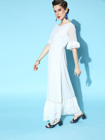 Athena White Zig-Zag Maxi Dress - Athena Lifestyle