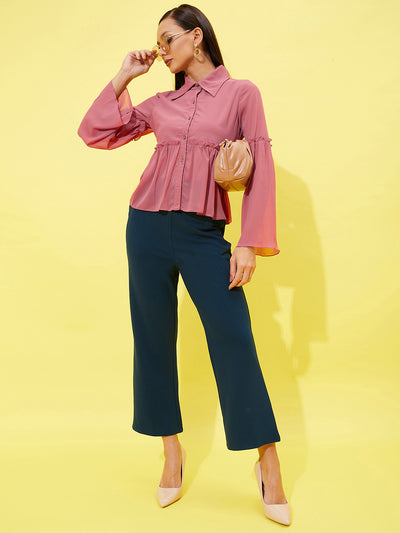 Athena Bell Sleeve Ruffled Shirt Style Top - Athena Lifestyle