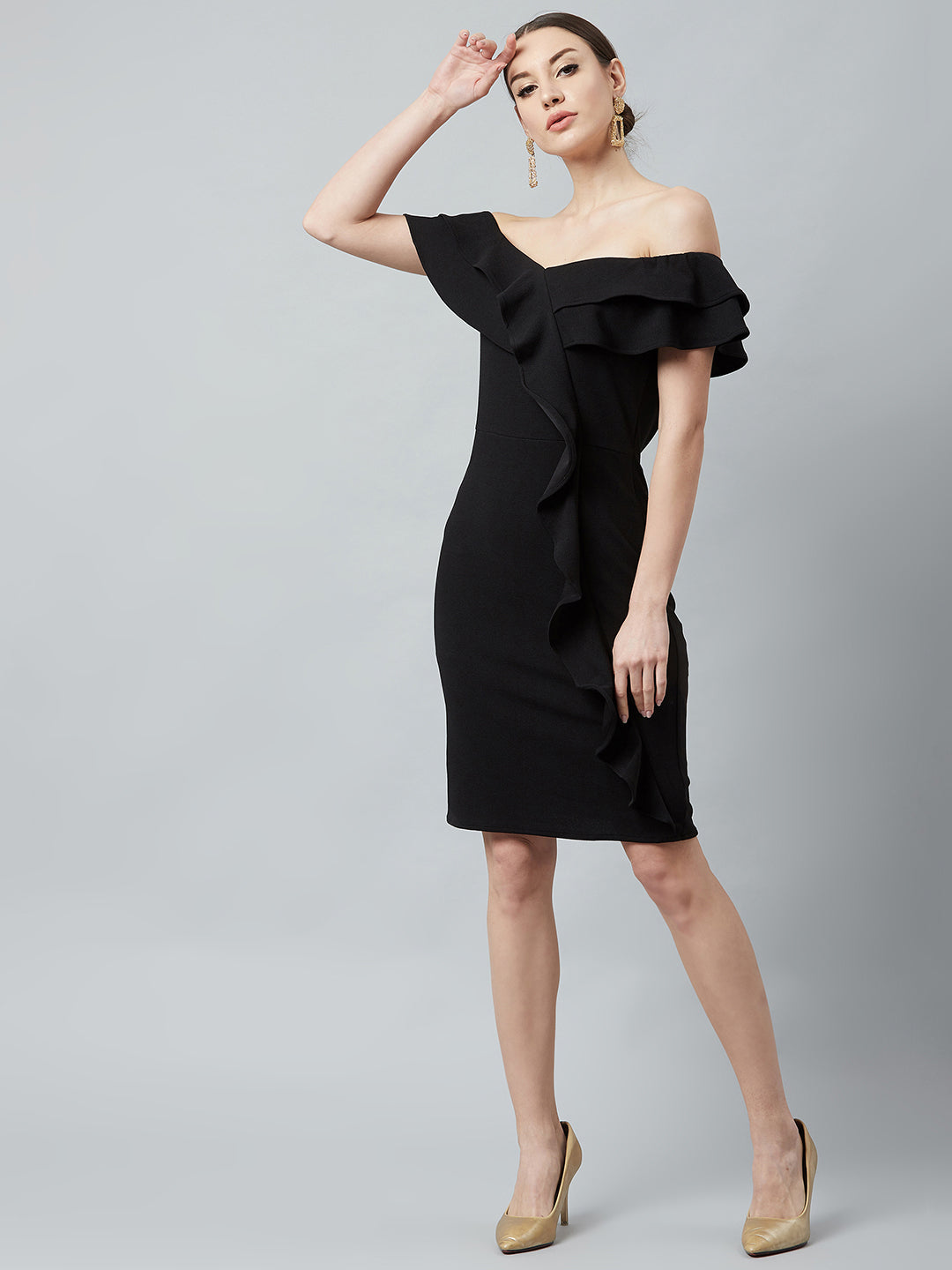 Athena Women Black Solid Bodycon Dress - Athena Lifestyle