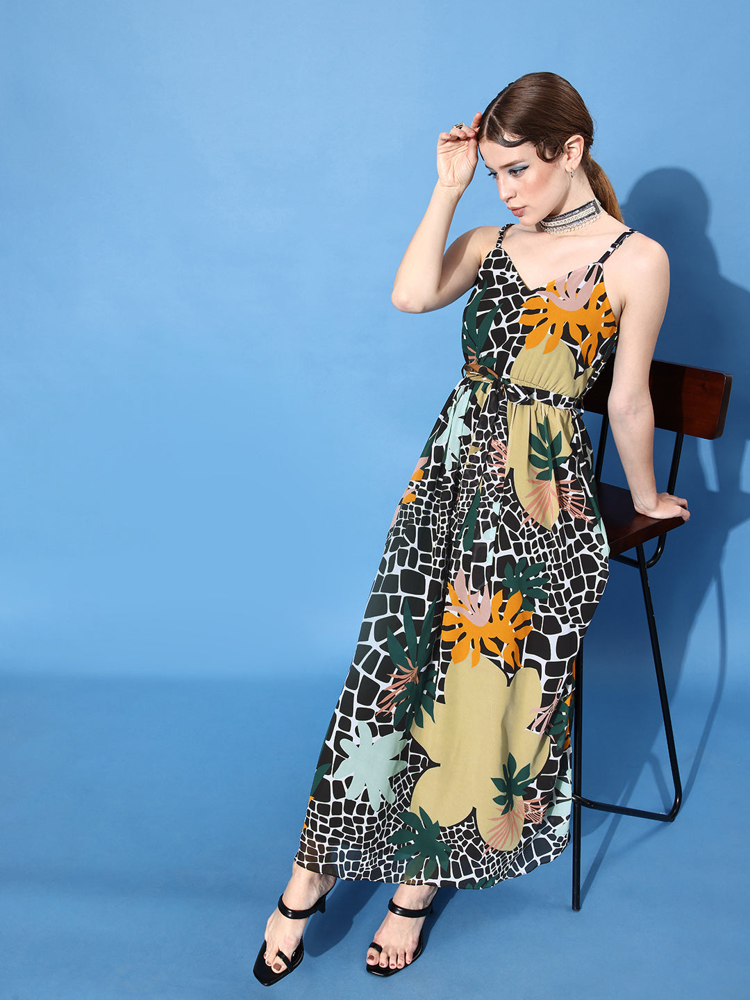 Athena Black floral printed maxi dress - Athena Lifestyle