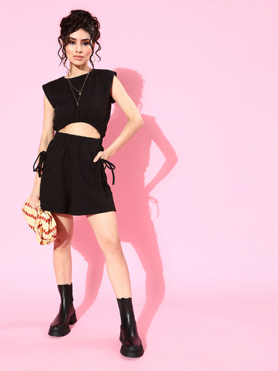 Athena Black Jumpsuit with Waist Cutout Detail - Athena Lifestyle