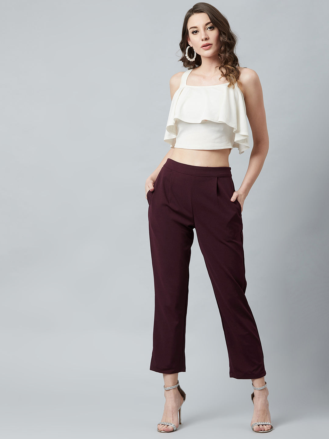 Buy Carlton london Women Maroon Solid Trousers Online at Best Prices in  India  JioMart