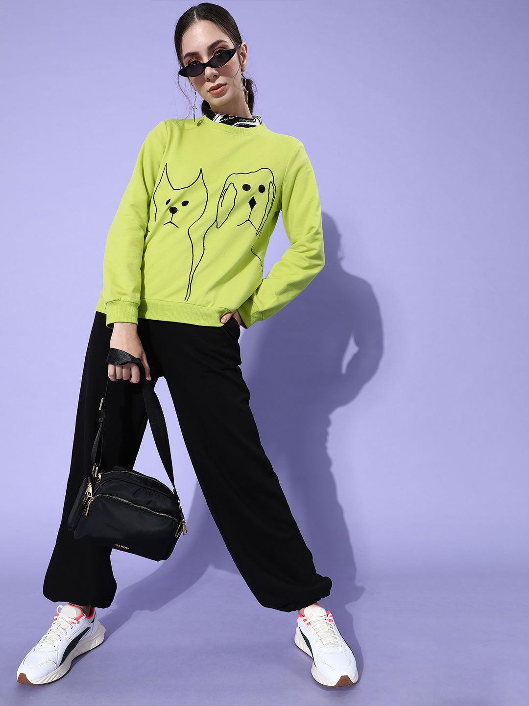 Athena Women Lime Green Graphic Quirky Outerwear Sweatshirt - Athena Lifestyle