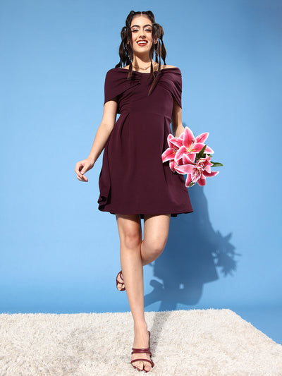 Athena Burgundy Off-Shoulder Dress - Athena Lifestyle