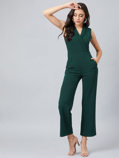 Athena Women Green Solid Basic Jumpsuit - Athena Lifestyle