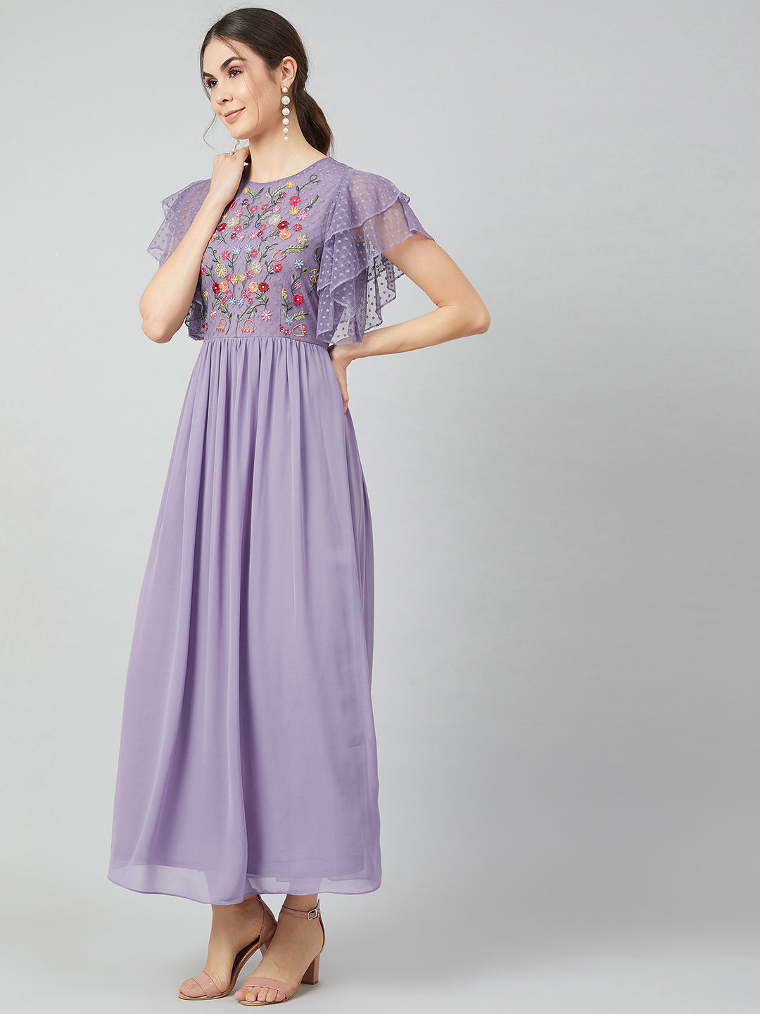 Athena Purple Floral Printed Maxi Dress - Athena Lifestyle