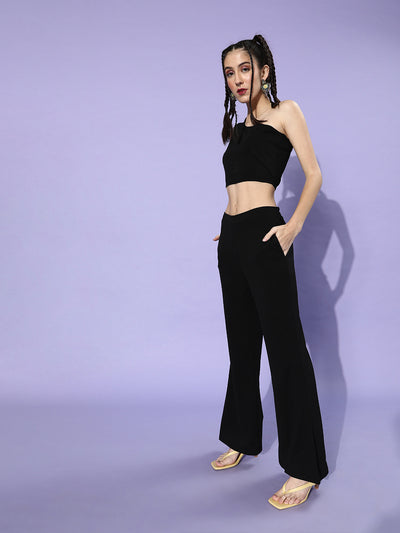 Athena Women Stylish Black Solid Top with Trousers - Athena Lifestyle