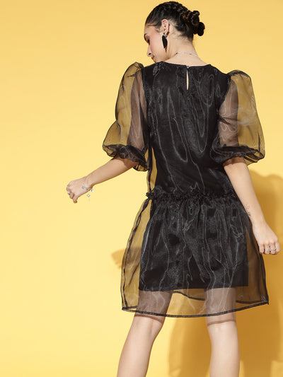Athena Black organza full sleeve dress - Athena Lifestyle