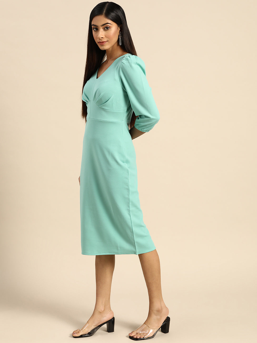 Athena Turquoise Blue Bodycon Midi Dress - Athena Lifestyle