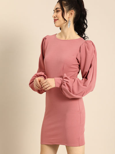 Athena Pretty Pink Puff Sleeves Bodycon Dress - Athena Lifestyle