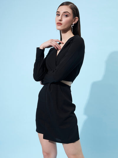 Athena Lapel Collar Long Sleeves Cut Out Blazer Dress - Athena Lifestyle