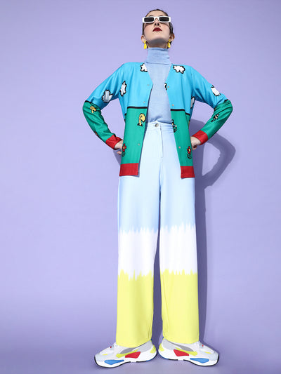 Athena Blue and neon twill tie n dye trouser - Athena Lifestyle