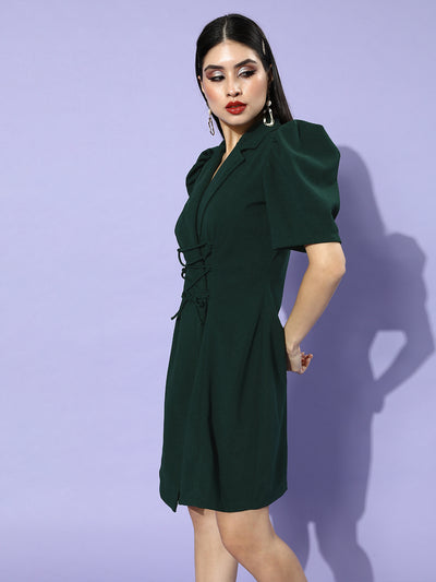 Athena Women Gorgeous Green Solid Dress - Athena Lifestyle