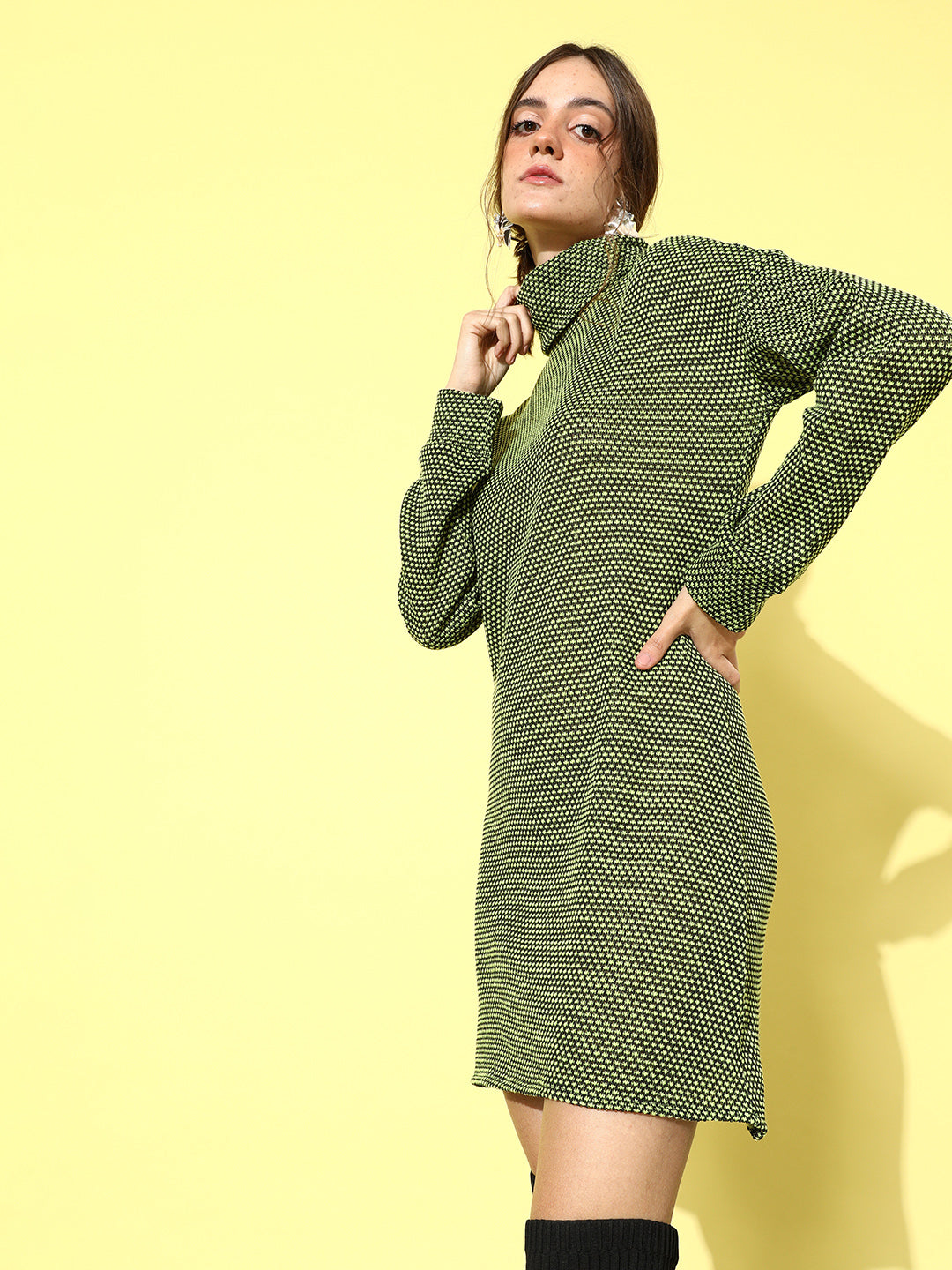 Athena Green Woollen Sweater Dress - Athena Lifestyle