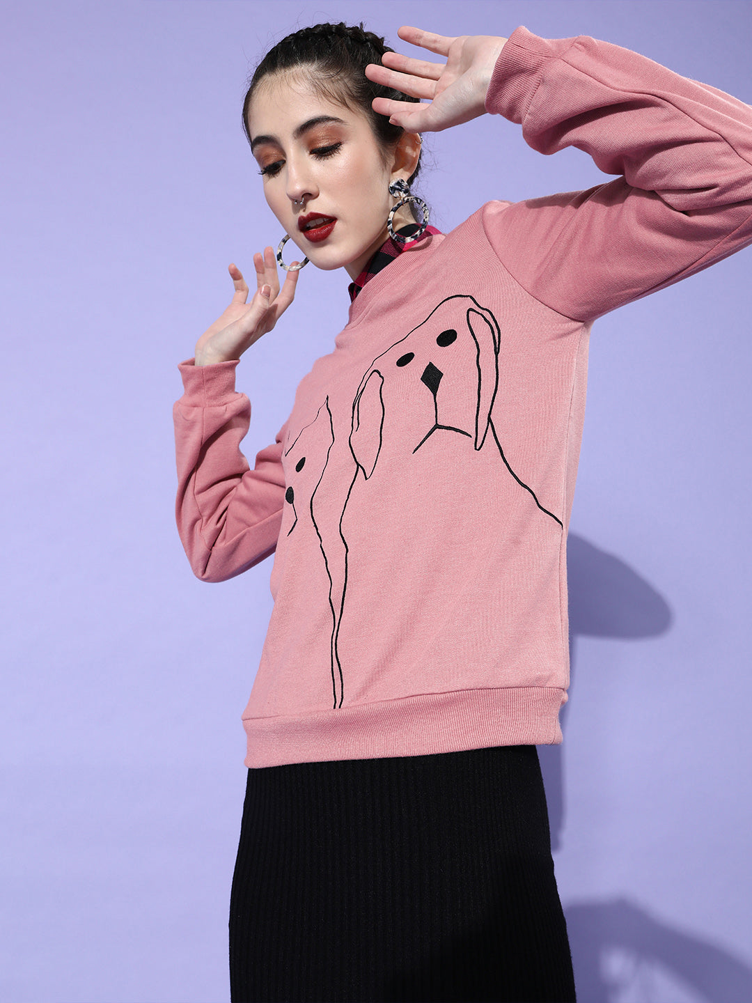 Athena Women Attractive Peach Animal Printed Quirky Outerwear Sweatshirt - Athena Lifestyle